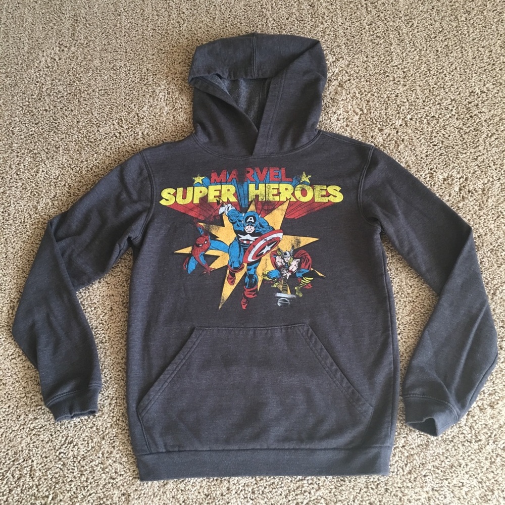 Marvel Comics Boys Size S Gray Long Sleeve Hoodie
